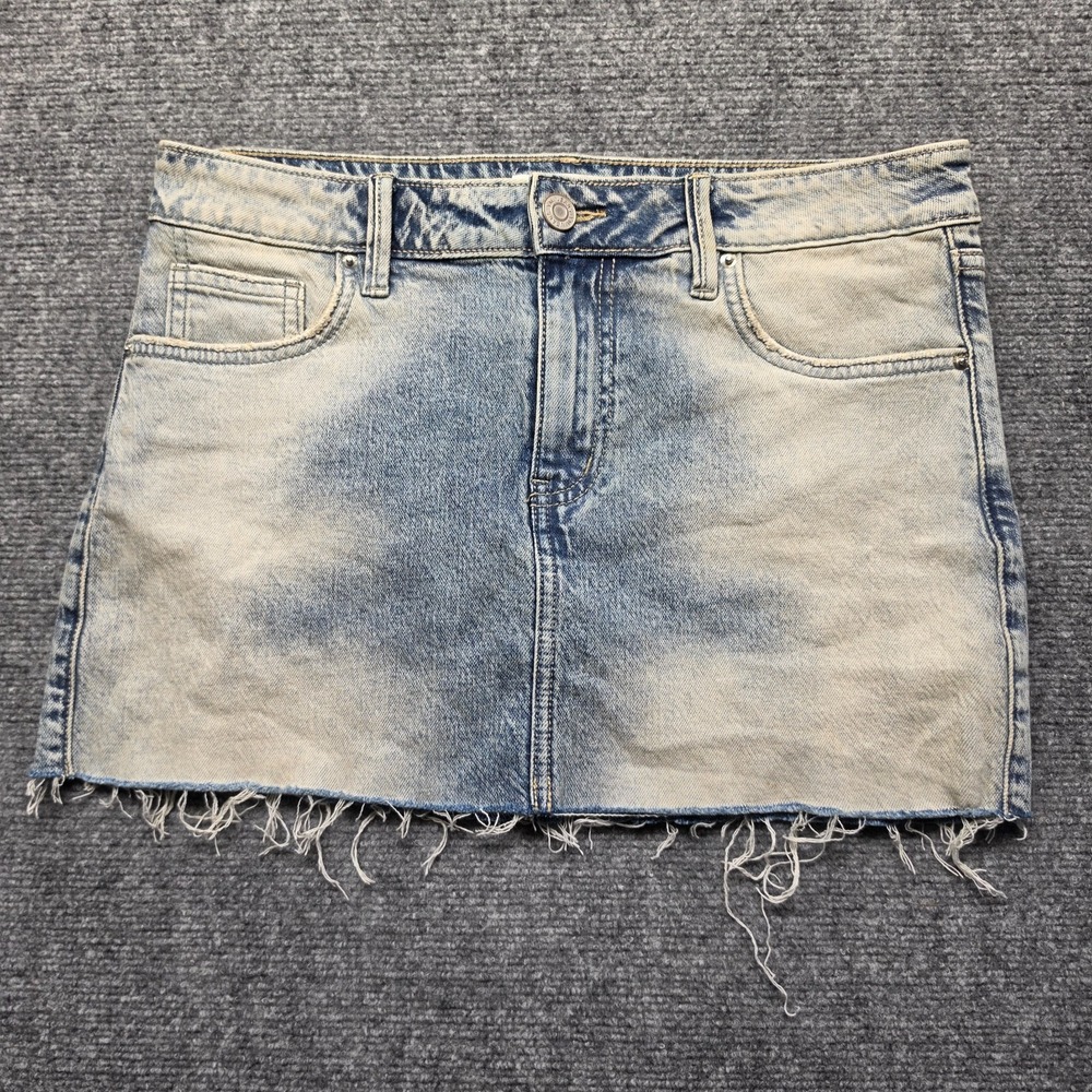 YMI Jeans Cutoff Denim Mini Skirt Size 7/28 Light Wash Stretch Raw Edge K128099